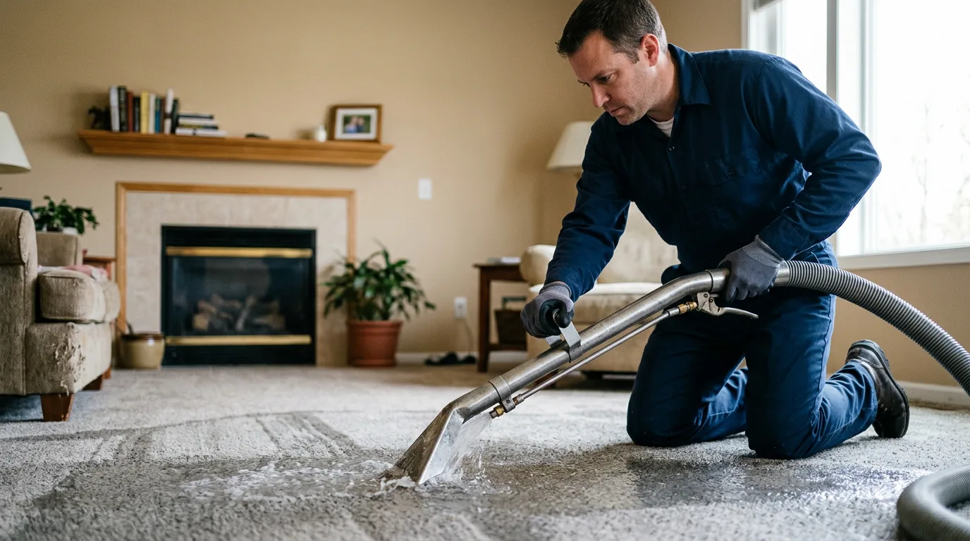 Water damage restoration technician working near Helotes, TX